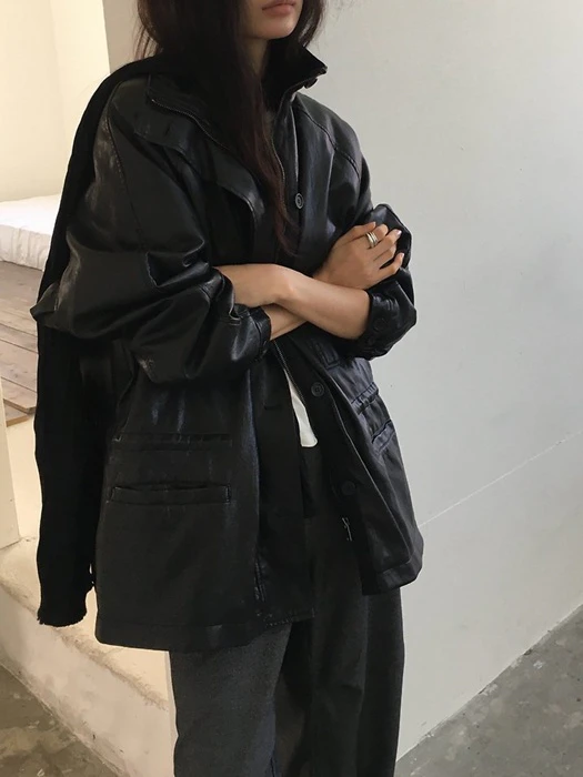 Vintage Leather Field Jacket Vintage Leather Field Jacket by Ore for Women - catalog view