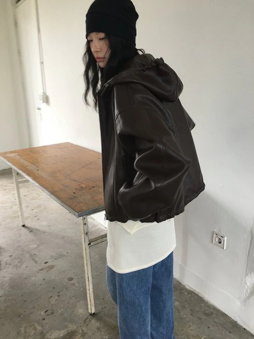 Sand Leather Hood Jacket Sand Leather Hood Jacket by Ore for Women - catalog view