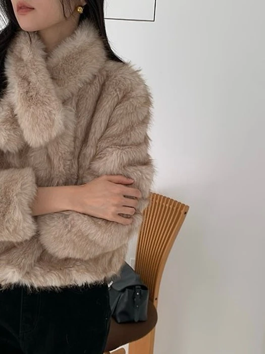 Beau Wool Fur Jacket (Muffler Set) by Something Else for Women - catalog view