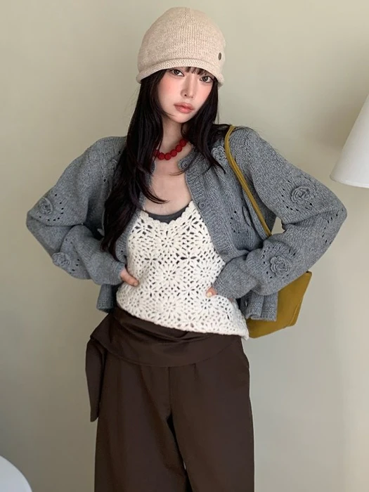 Flower Pom-Pom Cardigan Flower Pom-Pom Cardigan by Tarabymotion for Women - catalog view