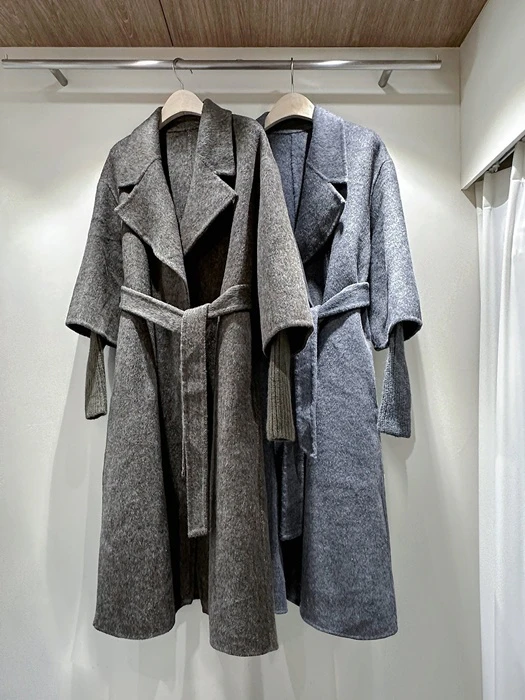 Double-Layered Knit Sleeve Handmade Coat Double-Layered Knit Sleeve Handmade Coat by J dew for Women - catalog view