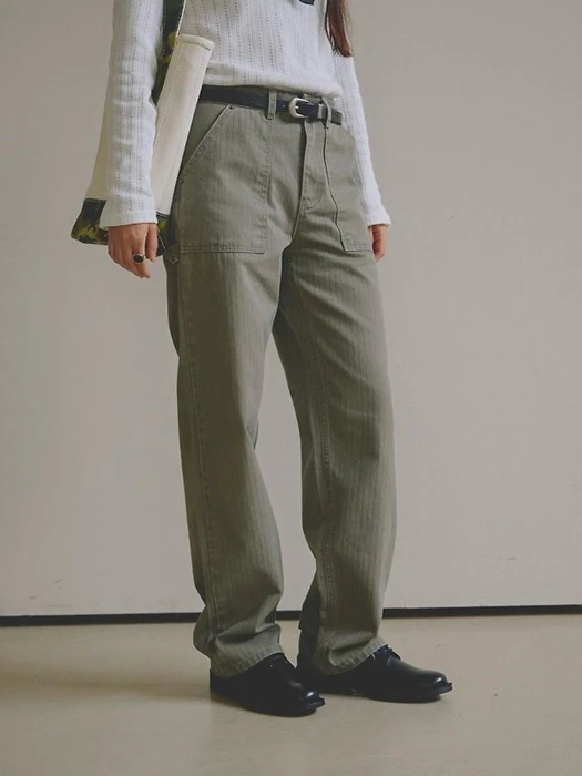 Mark Herringbone Outpocket Cotton Pants by Lenoii for Women - catalog view