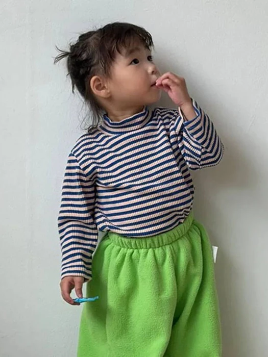 Striped Ribbed Mock Neck Tee Striped Ribbed Mock Neck Tee by Cream Bbang for Baby - catalog view