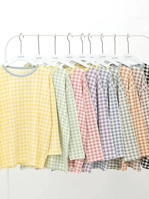 Autumn Cracker Check Top & Bottom Set – Adult Autumn Cracker Check Top & Bottom Set - Adult by Lime & Blue for Mom + child - catalog view