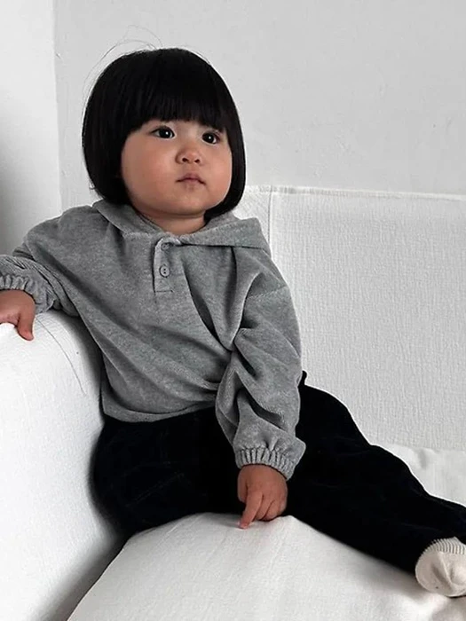 Velour Button Hoodie by Ko And Ko for Baby - catalog view