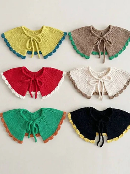 Color Block Frill Knit Cape by Miso for Child unisex - catalog view