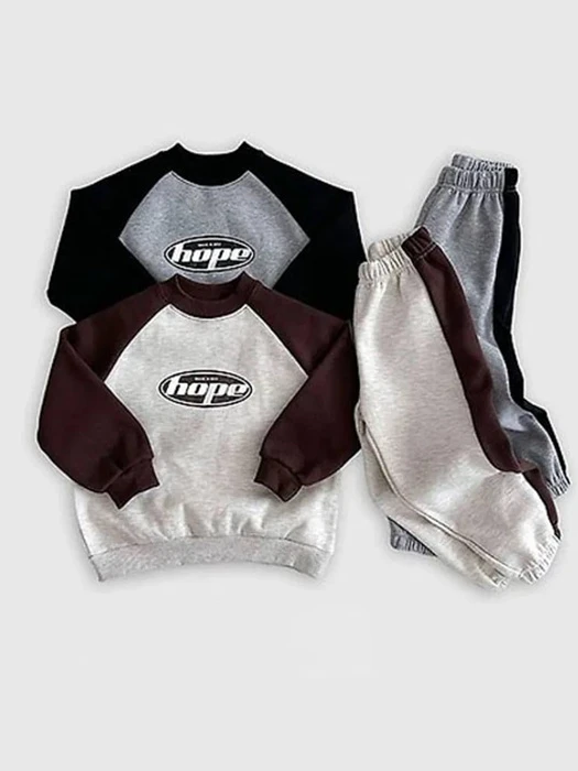 Hope Color-block Fleece-lined Top & Bottom Set Hope Color-block Fleece-lined Top & Bottom Set by Awesome Bebe for Child - catalog view