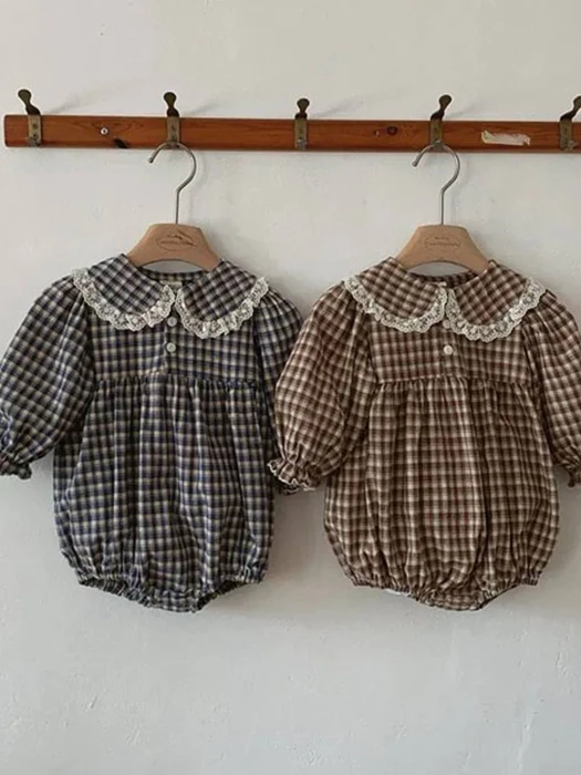 Lara Check Romper Lara Check Romper by Monbebe for Baby - catalog view