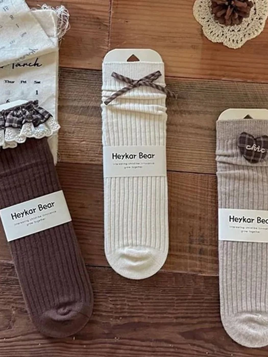 Heart Brown Knee Socks 3-Pack Socks Set Heart Brown Knee Socks 3-Pack Socks Set by Dudie for Child - catalog view