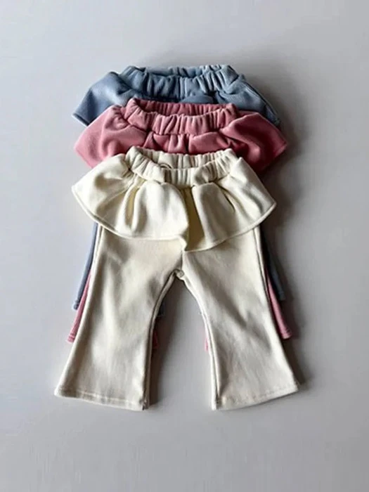 Mink Ribbed Frill Bootcut Pants Mink Ribbed Frill Bootcut Pants by Le petitmot for Child - catalog view