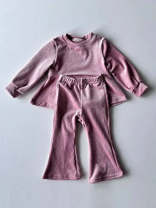 Mink Velour Bootcut Top & Bottom Set Mink Velour Bootcut Top & Bottom Set by Le petitmot for Child - catalog view
