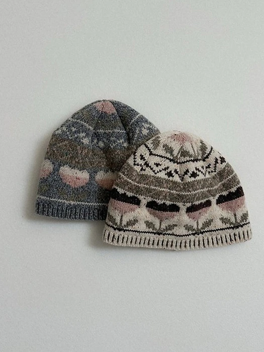 Flower Jacquard Beanie by Mini Robe for Child - catalog view