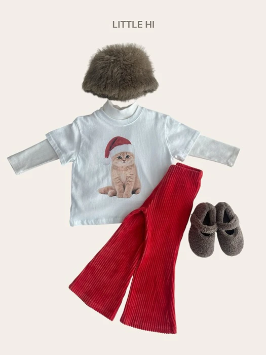 Merry Cat Peach Tee Merry Cat Peach Tee by Little Hi for Child - catalog view