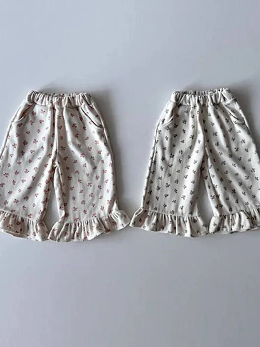 Peach Flower Frill Pants Peach Flower Frill Pants by Le petitmot for Child - catalog view