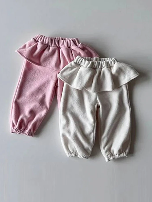 Terry Fleeced Frill Jogger Pants Terry Fleeced Frill Jogger Pants by Le petitmot for Child - catalog view