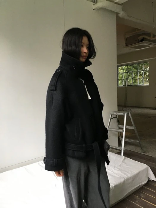 Wool High Neck Coat Wool High Neck Coat by Ore for Women - catalog view