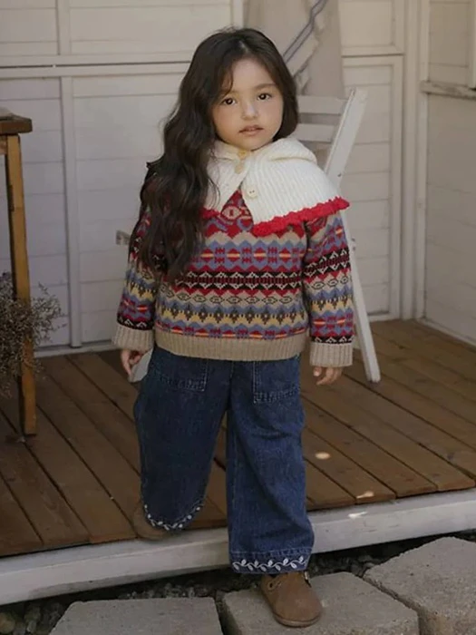Maple Embroidery Denim Pants by Oren for Child - catalog view