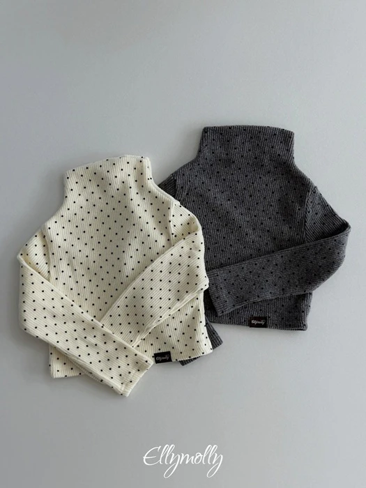 Dot Fleeced Half Mock Neck Tee Dot Fleeced Half Mock Neck Tee by Ellymolly for Child - catalog view
