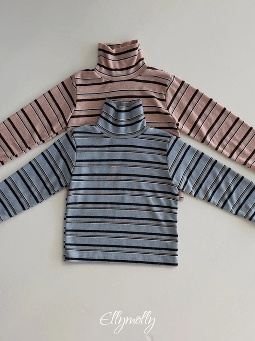 Snow Warmer Mock Neck Tee (Striped) Snow Warmer Mock Neck Tee (Striped) by Ellymolly for Child - catalog view