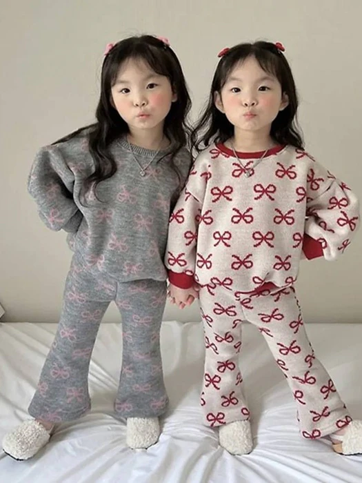 Cutie Ribbon Bootcut Pants Set (Double Fleece) Cutie Ribbon Bootcut Pants Set (Double Fleece) by Moran for Child - catalog view