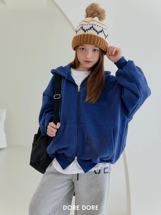 Double Fleece Overfit Hooded Zip-up Double Fleece Overfit Hooded Zip-up by Dore Dore for Child - catalog view