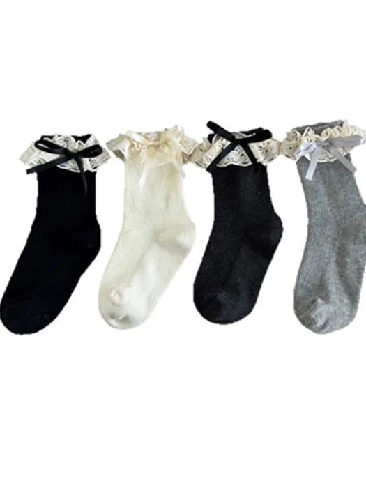 Cream Lace Ribbon Socks Cream Lace Ribbon Socks by Miso for Child - catalog view
