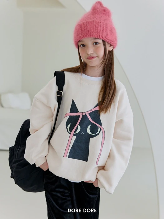 Double Fleece Ribbon Cat Sweatshirt Double Fleece Ribbon Cat Sweatshirt by Dore Dore for Child - catalog view