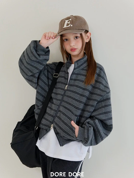 Double Fleece Striped Zip-up by Dore Dore for Child - catalog view