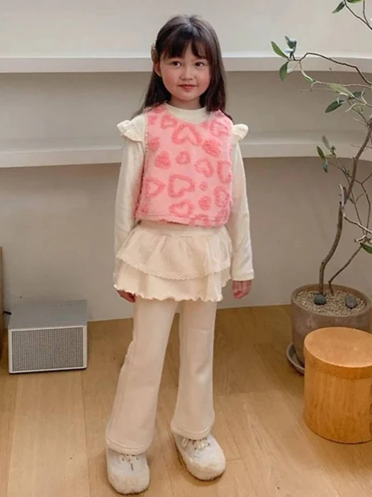Rosé Ribbed Cancan Skirt Leggings Rosé Ribbed Cancan Skirt Leggings by Petit & Petit for Child - catalog view