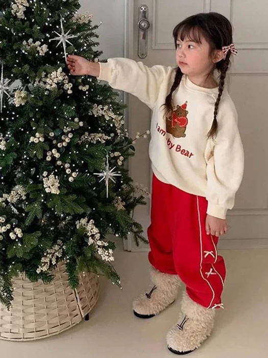 Fleeced) Line Ribbon Jogger Pants Fleeced) Line Ribbon Jogger Pants by Petit & Petit for Child - catalog view