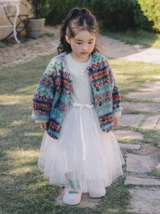 Knit Jacquard Mesh Dress (Ribbon Included) Knit Jacquard Mesh Dress (Ribbon Included) by Jazz for Child - catalog view