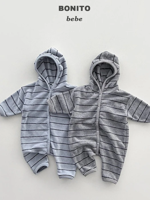 Striped Terry Hooded Suit Striped Terry Hooded Suit by Bonito for Baby - catalog view