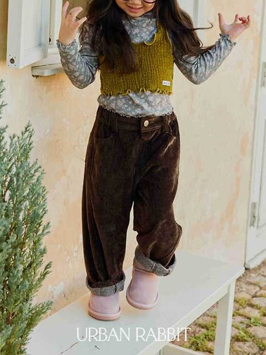 Fleeced Denim Barrel Pants by Urban Rabbit for Child - catalog view