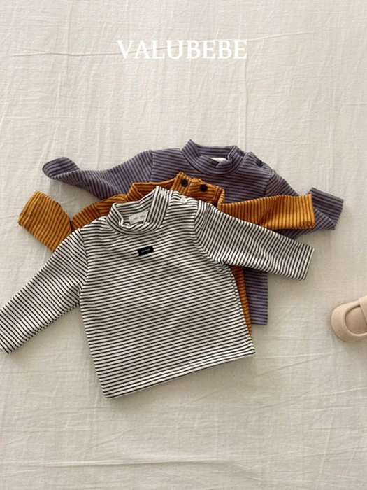 Rookies Striped Half Mock Neck Tee Rookies Striped Half Mock Neck Tee by Valu Bebe for Baby - catalog view