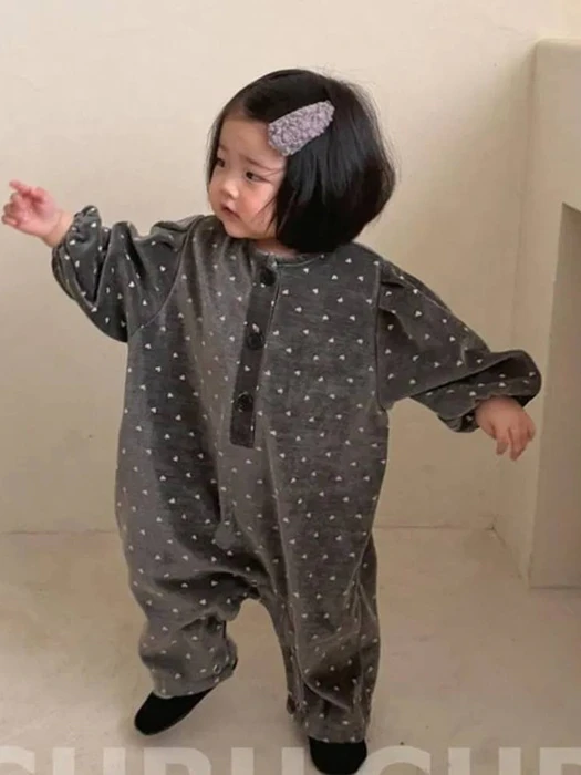 Heart Velour Romper Heart Velour Romper by Guru Guru for Baby - catalog view