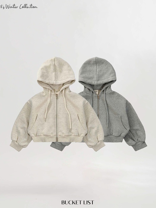 Fleeced Crop Hooded Zip-Up by Bucket List for Child - catalog view