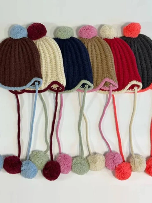Round Pom Pom Beanie Round Pom Pom Beanie by Io for Child - catalog view