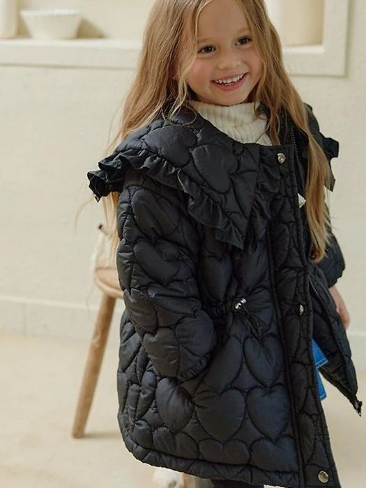 Heart Quilting Long Padded Jacket Heart Quilting Long Padded Jacket by Melikey for Child - catalog view