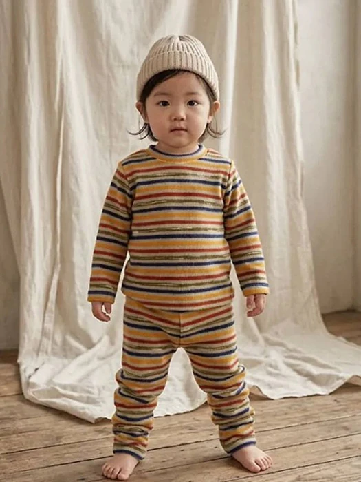 Striped Yarn-Dyed Stretch Leggings by Zizibe for Baby - catalog view