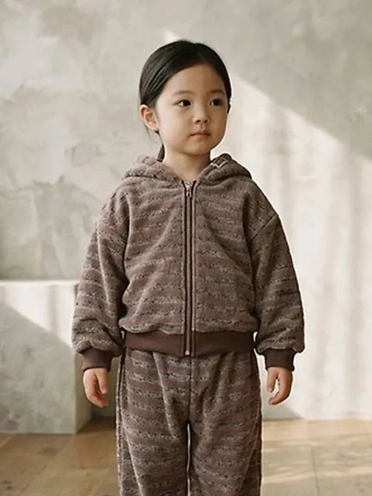 Striped Fleece Zip-Up Hoodie by Zizibe for Baby - catalog view