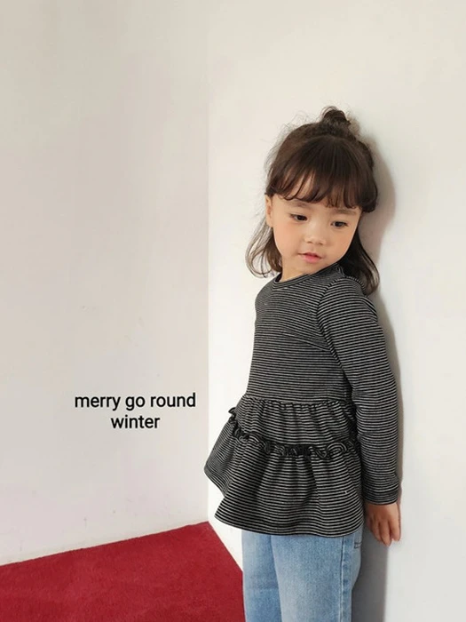 Striped Turtleneck Frill Tee Striped Turtleneck Frill Tee by Merry Go Round for Child - catalog view