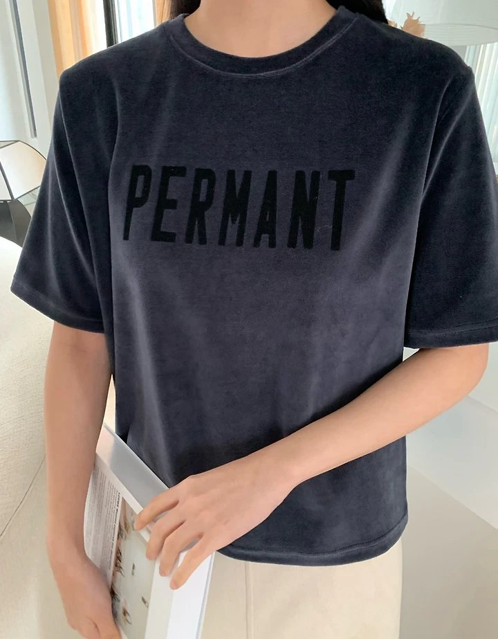 Lettering Velour Tee by Allu for Women - view 2