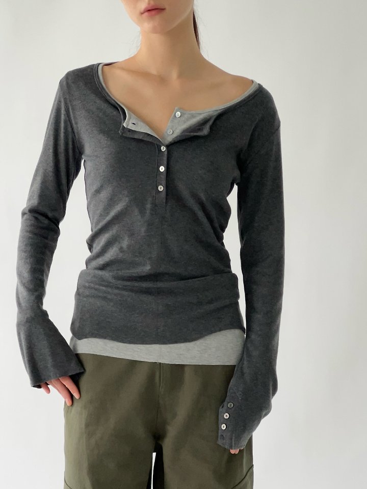 Mocha Henley U-Neck Tee by Another Avenue for Women - view 11