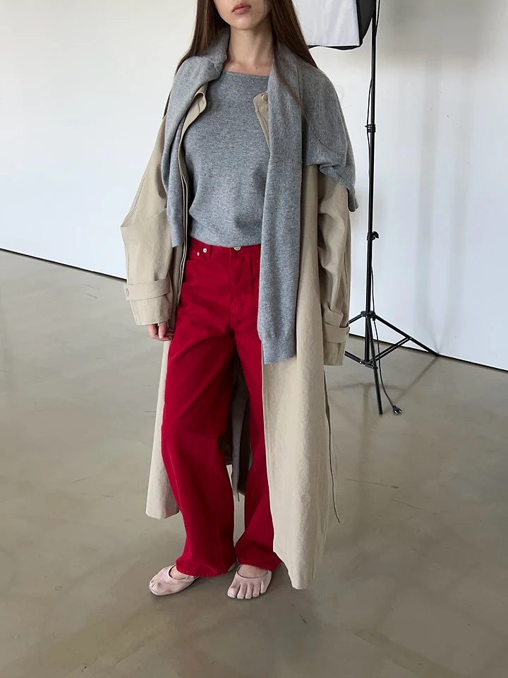 Red Dyeing Denim Pants by Another Avenue for Women - view 10
