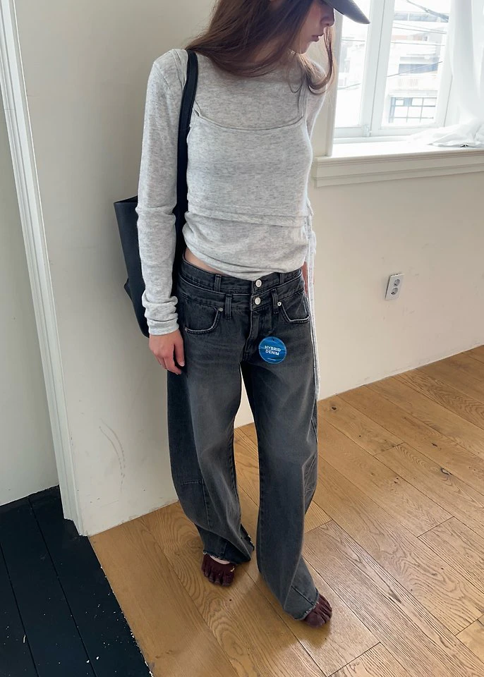 Double Waistband Denim Pants by Another Avenue for Women - view 10