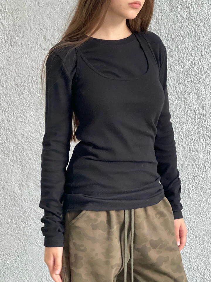 Soft Slit Long Tee & Sleeveless Set by Another Avenue for Women - view 5