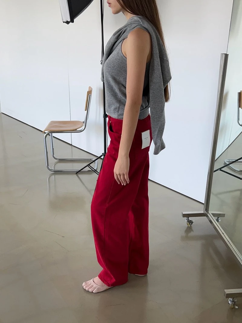 Red Dyeing Denim Pants by Another Avenue for Women - view 3