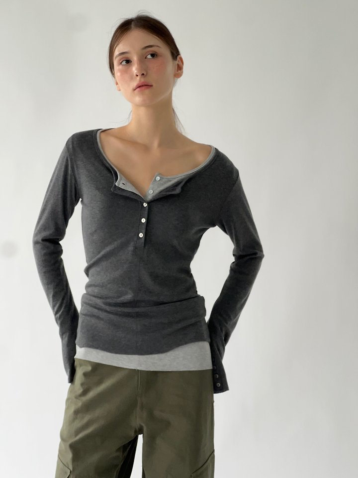 Mocha Henley U-Neck Tee by Another Avenue for Women - view 10