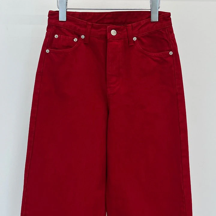 Red Dyeing Denim Pants by Another Avenue for Women - view 1