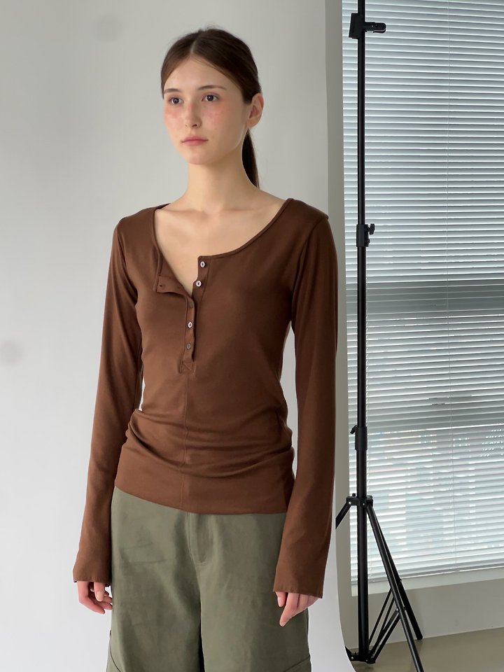 Mocha Henley U-Neck Tee by Another Avenue for Women - view 12